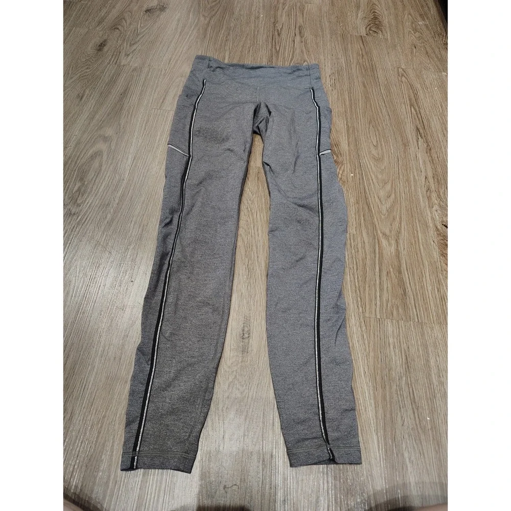 Lululemon Speed Up Sz 6 Tight Metallic Heathered Black Legging Pockets Yoga